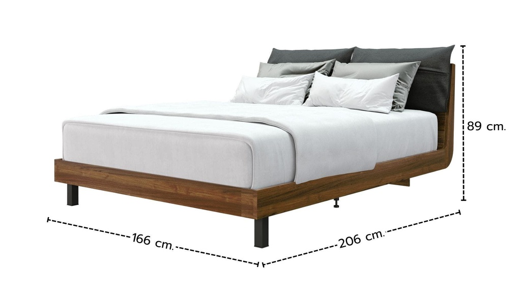 Tanner Bed BWF 5ft - legato Walnut/Gray Cushion