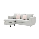 Lettie Sofa-Right Corner- Gray Fabric/Light Pink