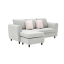 Lettie Sofa-Right Corner- Gray Fabric/Light Pink