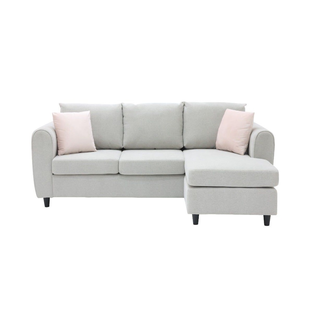 Lettie Sofa-Right Corner- Gray Fabric/Light Pink