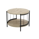 Tyra End Table - D60cm - Black Steel - Oak Wood