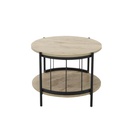 Tyra End Table - D60cm - Black Steel - Oak Wood
