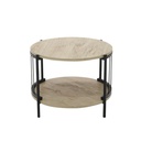 Tyra End Table - D60cm - Black Steel - Oak Wood