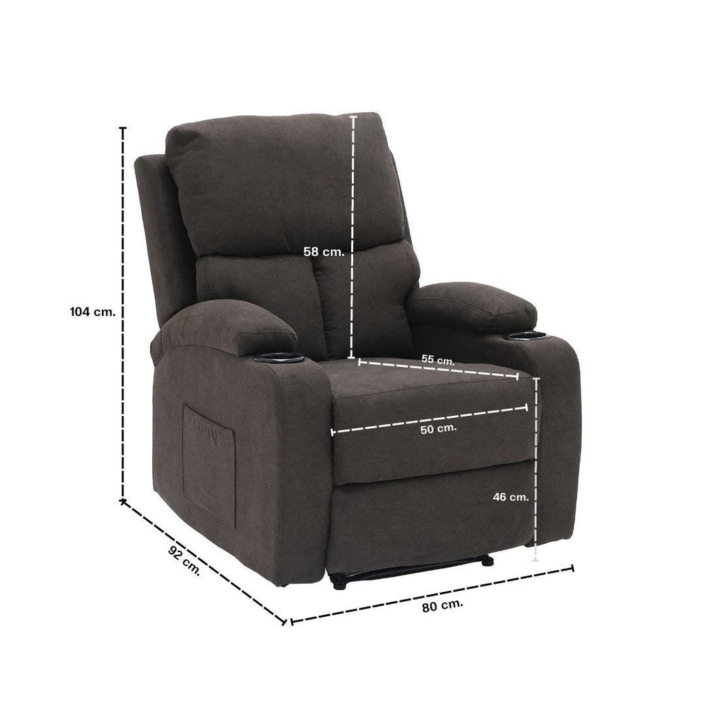 Darleen Sofa Recliner - Brown Fabric/1RE