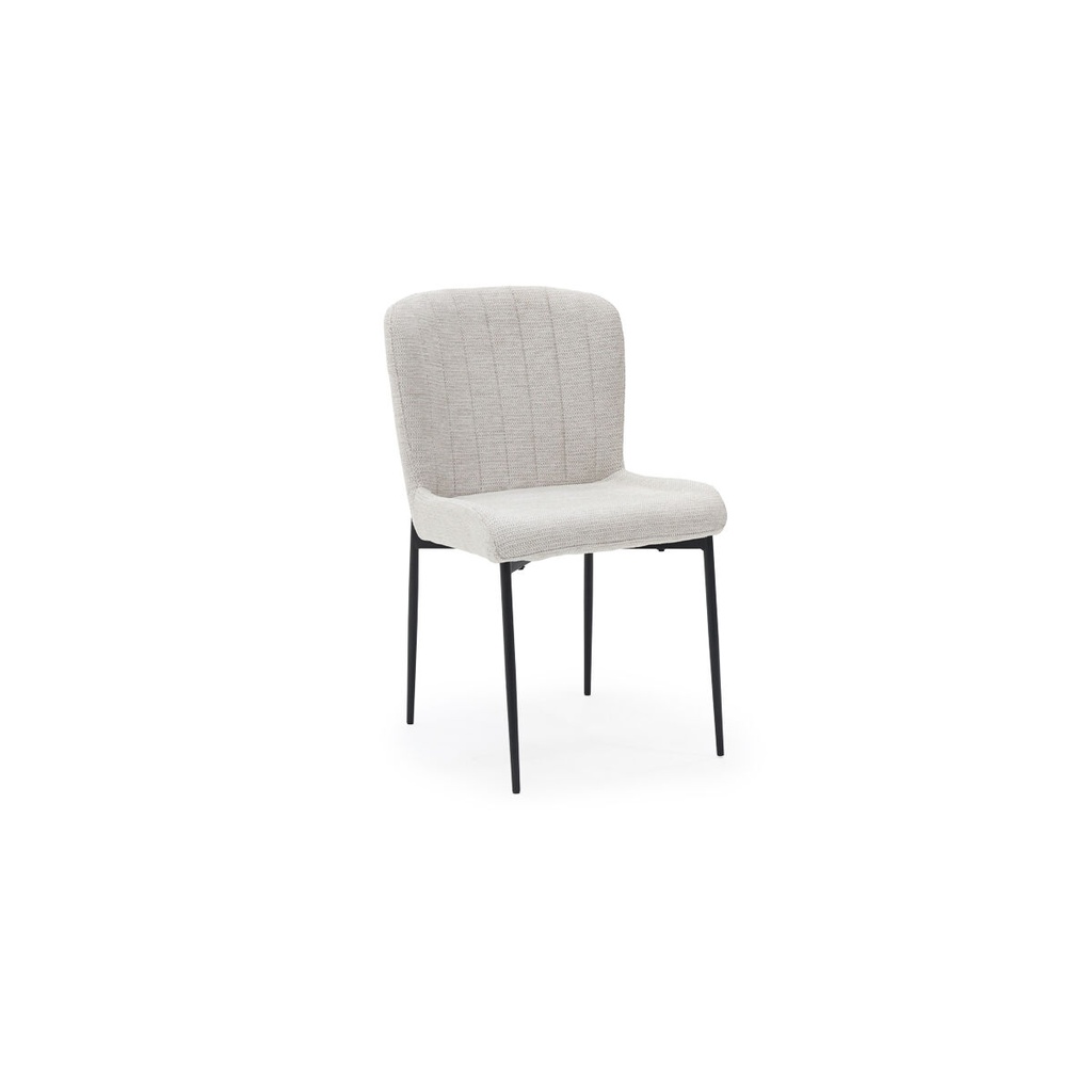 Montero-B Dining Chair-White Cream Fabric/Black Steel