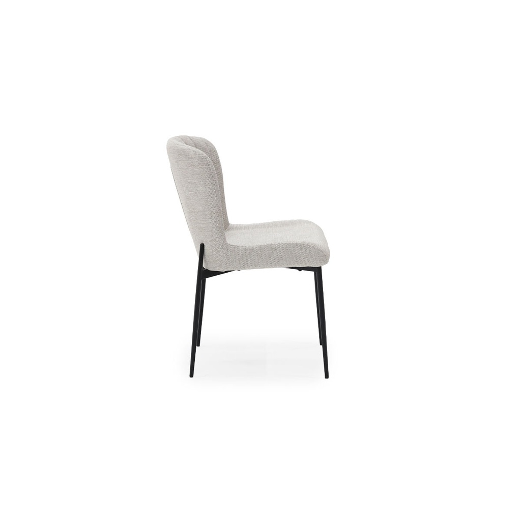 Montero-B Dining Chair-White Cream Fabric/Black Steel