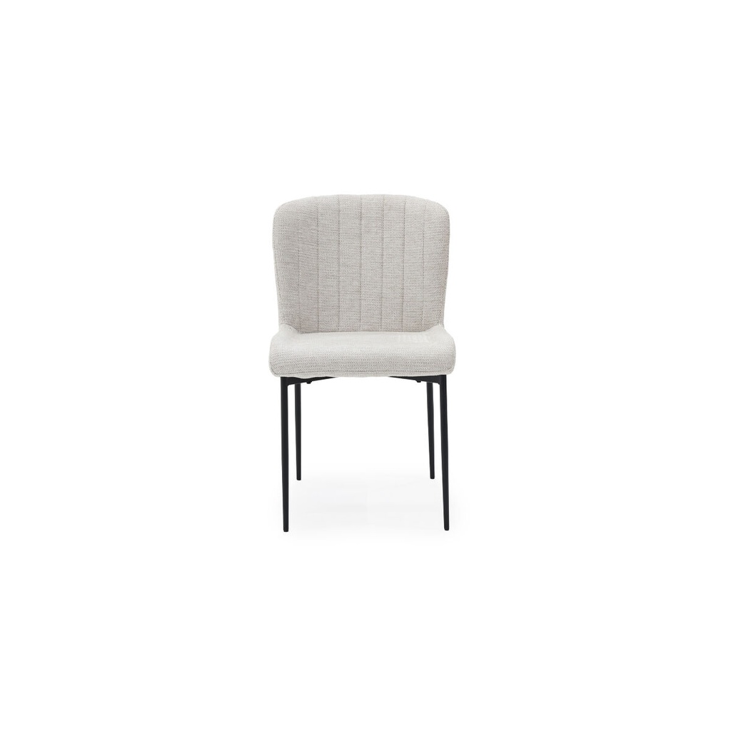 Montero-B Dining Chair-White Cream Fabric/Black Steel