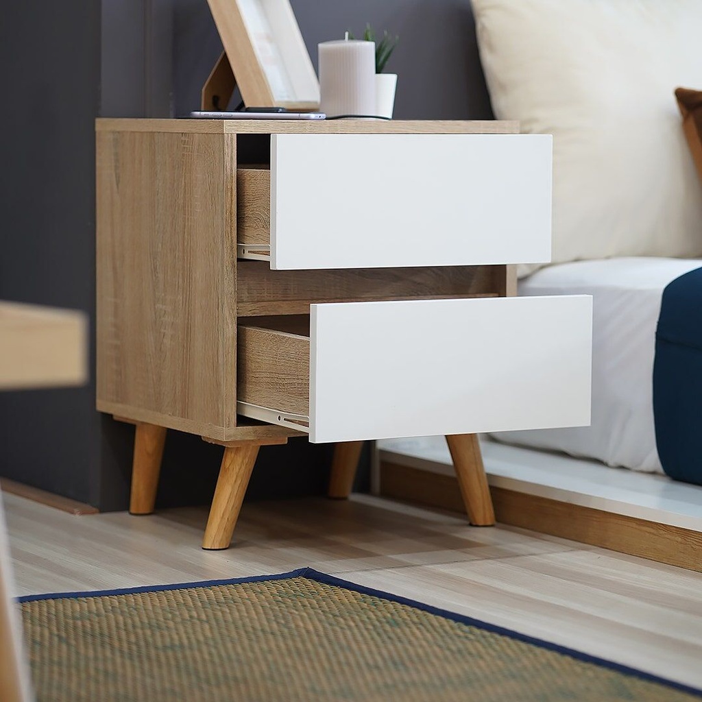 Looms Cathal-A Night Table NT40-Solid Oak/White