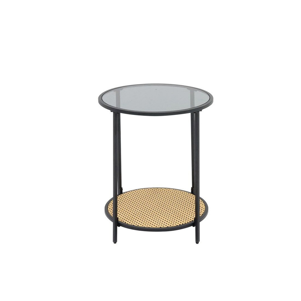 Tylee End Table-Artificial Ratten/Black Glass