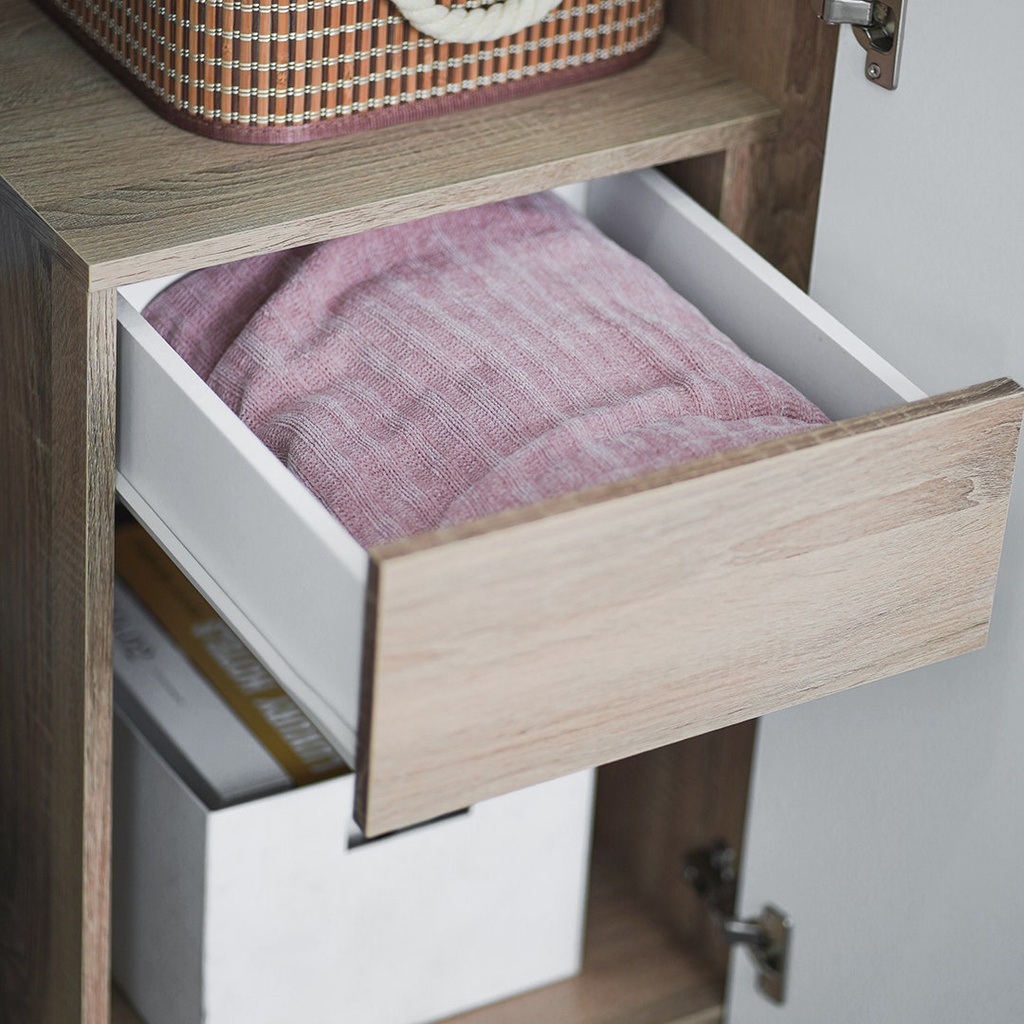 Remus - E Wardrobe 160cm - Solid Oak/White