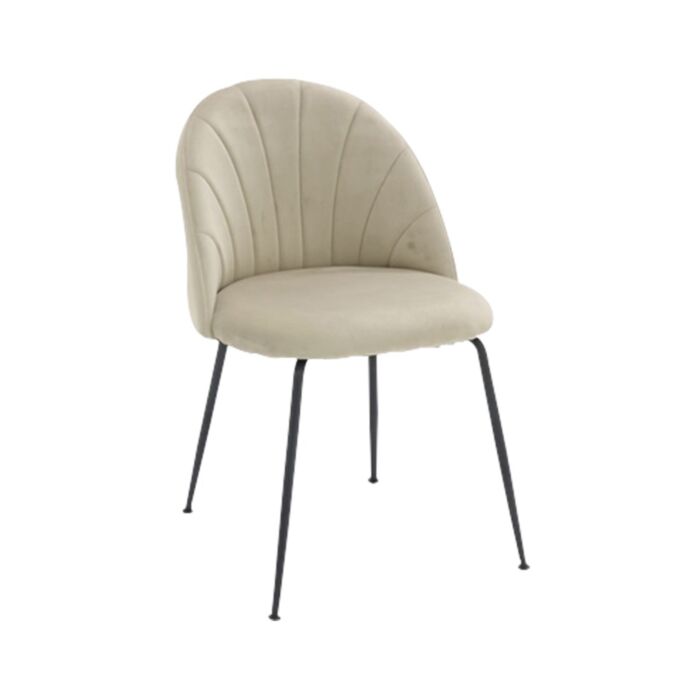 Tenya Dining Chair/Black Steel/Brown Cream Velvet
