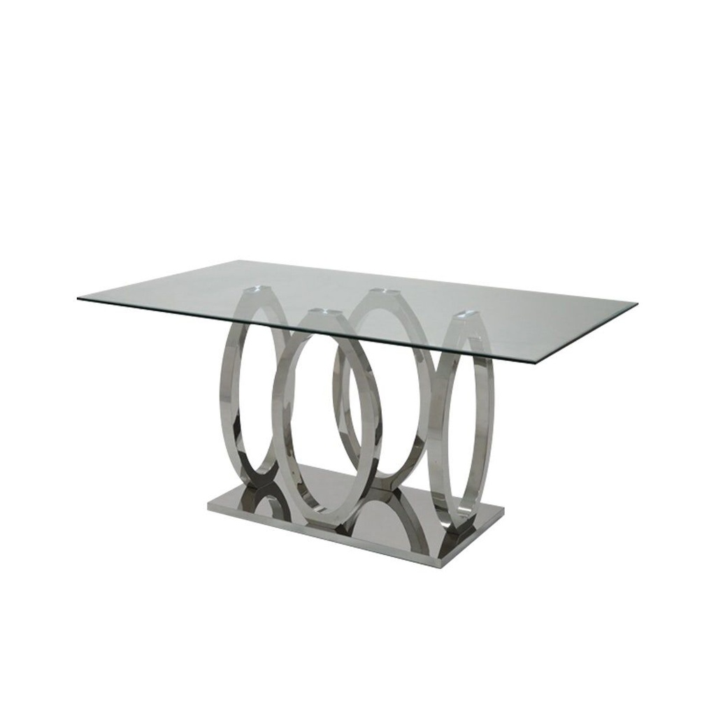 Lalonte Dining table A160/Stainless/Clear Glass