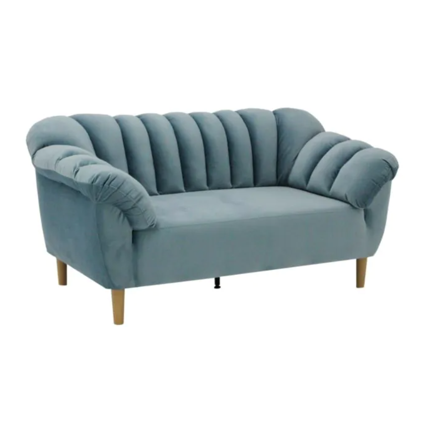 Rosee Sofa 2Seater-Wood Plastic Leg/Light Blue Fabric