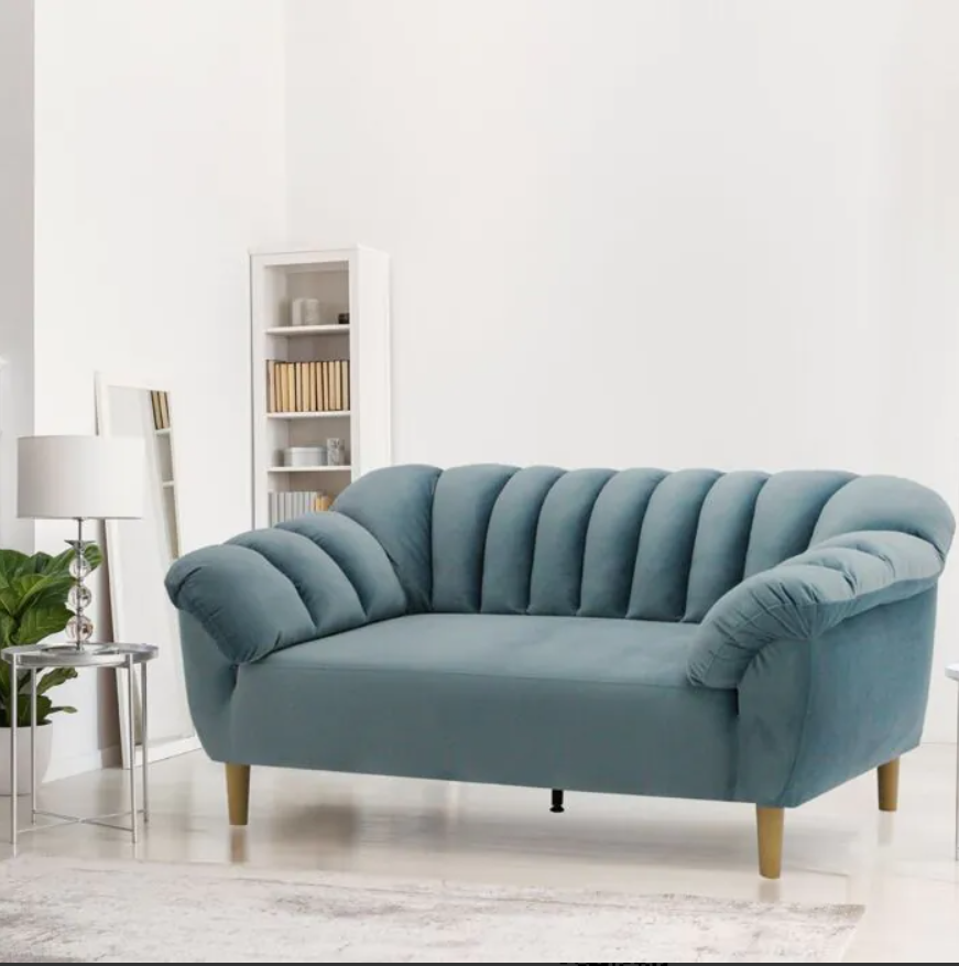 Rosee Sofa 2Seater-Wood Plastic Leg/Light Blue Fabric