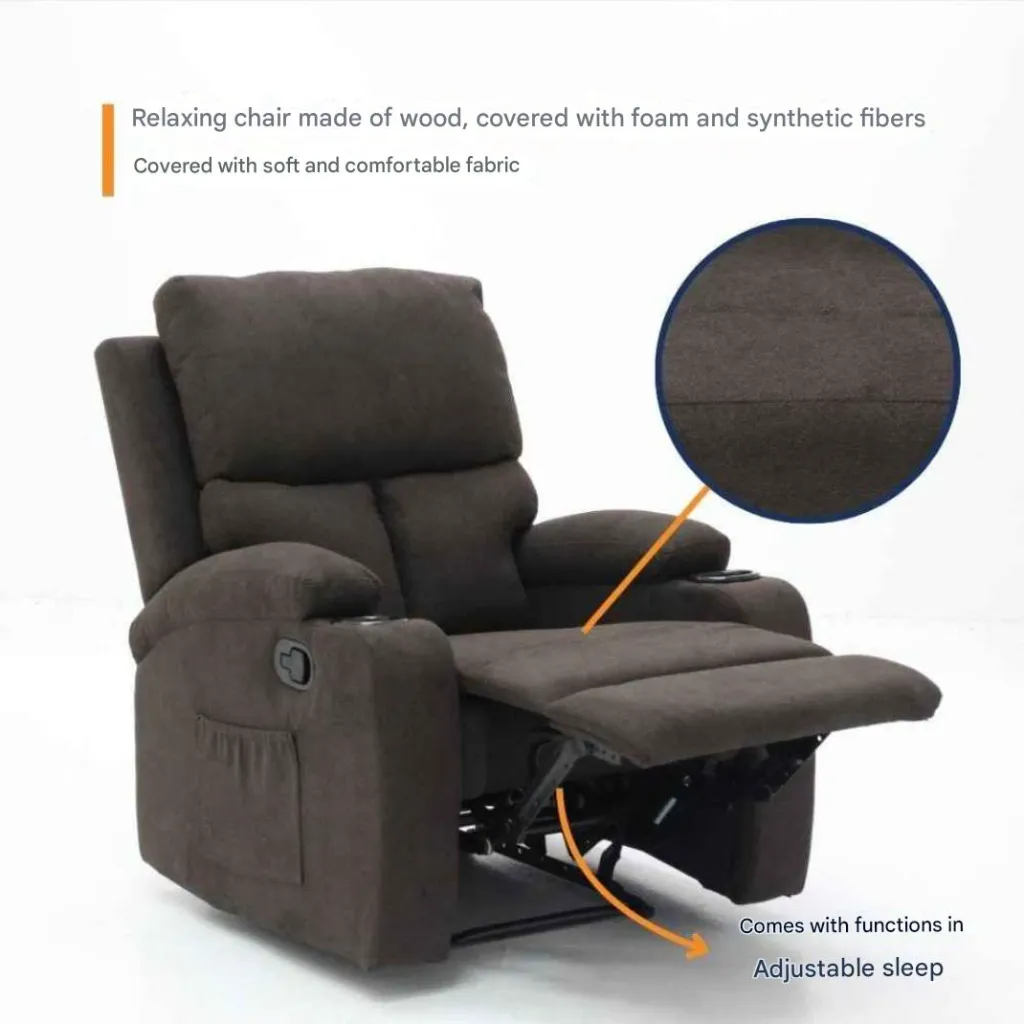 Darleen Sofa Recliner - Brown Fabric/1RE