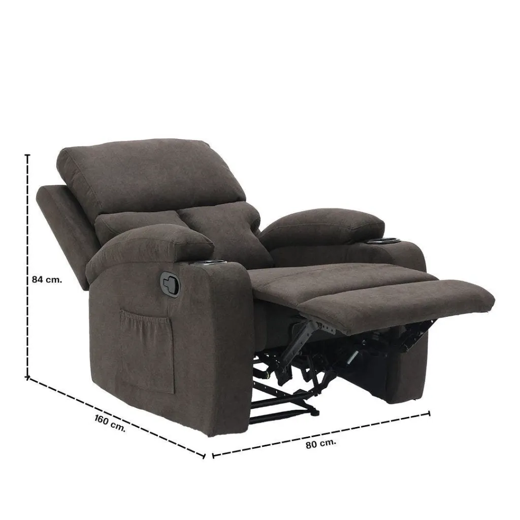 Darleen Sofa Recliner - Brown Fabric/1RE