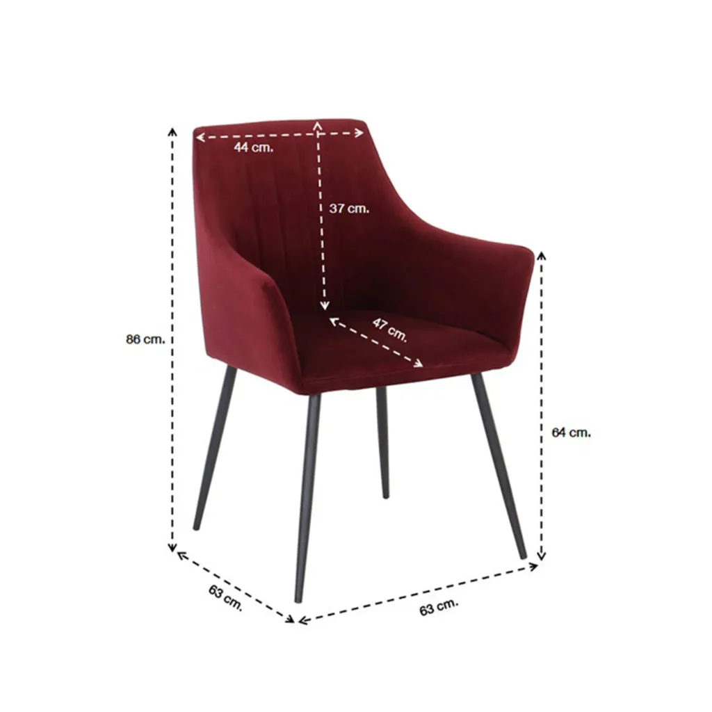 Earla Dining Chair-Steel Black/Red Velvet