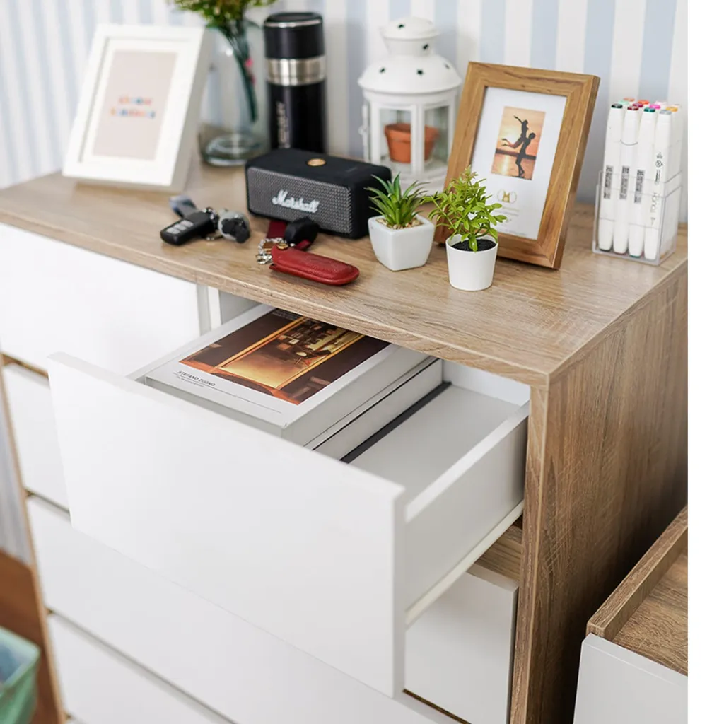 Garron Drawer Cabinet 80 - Solid Oak/White