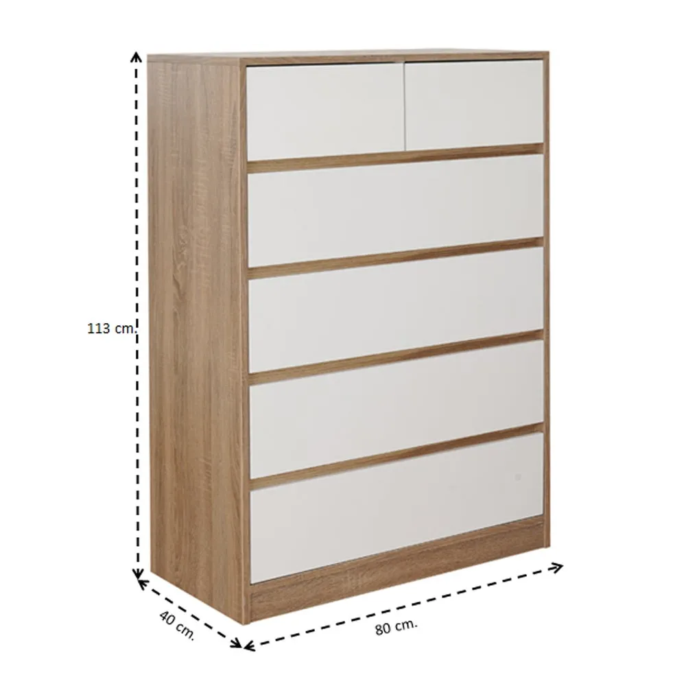 Garron Drawer Cabinet 80 - Solid Oak/White