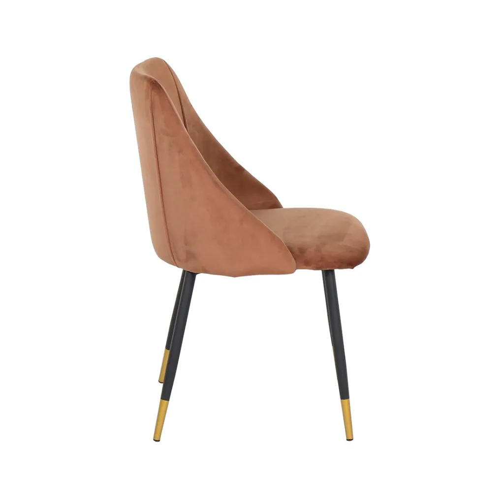 Lamy Dining Chair - Gold Black Leg - Brown Velvet
