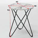 Lenix End Table-Black Steel/Wood/White Stone