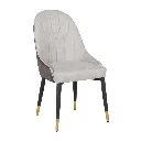 Yinla Dining Chair-Black Steel/Brown Grey Fabric