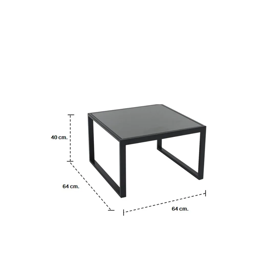Looms Brenda Coffee Table -Black Steel Legs/Top Gray Mirror
