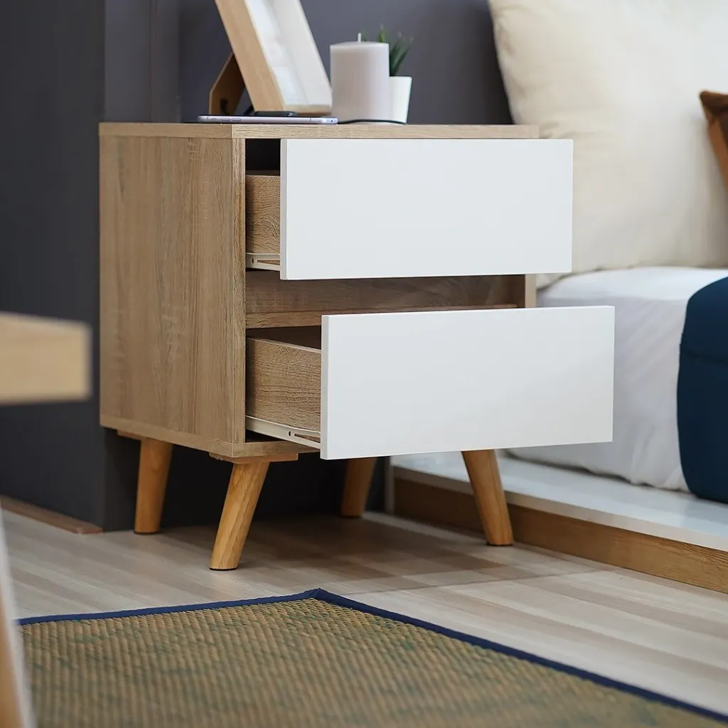 Looms Cathal-A Night Table NT40-Solid Oak/White