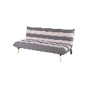 Minda Sofa Bed - Natural Wood - Grey Fabric Striped