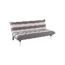 Minda Sofa Bed - Natural Wood - Grey Fabric Striped