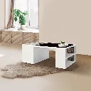 Montina Coffee Table - White - Black Glass