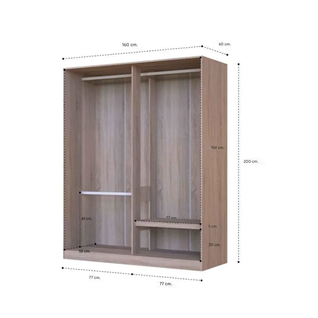 Prema Wardrobe WS160-Solid Oak/White