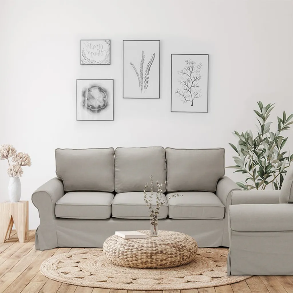 Rayna Sofa 3 Seater - Black Plastic Leg - Light Grey