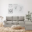 Rayna Sofa 3 Seater - Black Plastic Leg - Light Grey