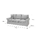 Rayna Sofa 3 Seater - Black Plastic Leg - Light Grey