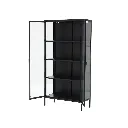 Stew Mirrow Showcase-80-Black Steel/Clear Glass