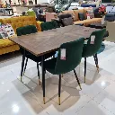 Tarish-A140 Dining Table - Gold Black Leg - Walnut