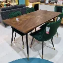 Tarish-A140 Dining Table - Gold Black Leg - Walnut