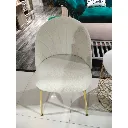 Tesla-B Dining Chair-Gold Steel/Cream/White