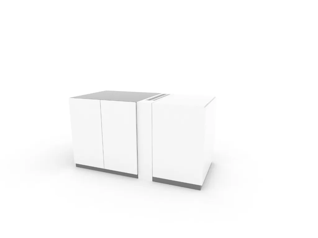 Trapez Office Printer Cabinet 110cm - White/ Grey-Twist