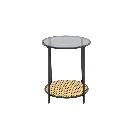 Tylee End Table-Artificial Ratten/Black Glass
