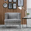 Mariya Arm Chair-Chorome/Green Fabric/Grey Striped