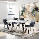 Lenox Dining Chair/Black Steel/Grey Velvet