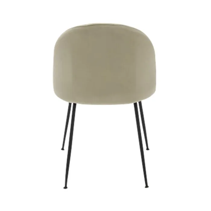 Tenya Dining Chair/Black Steel/Brown Cream Velvet