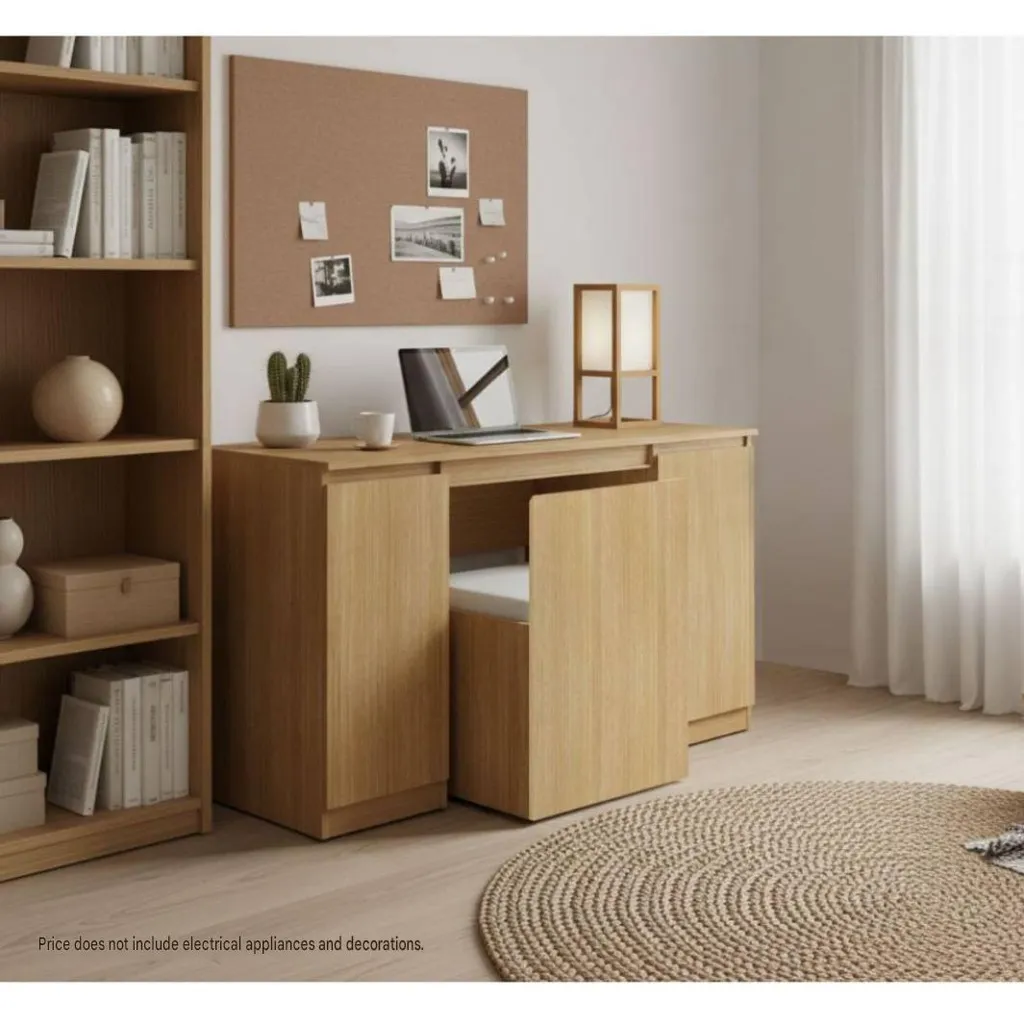 Tomo Working Desk-DK120-Chair 60-Cashew Oak.webp