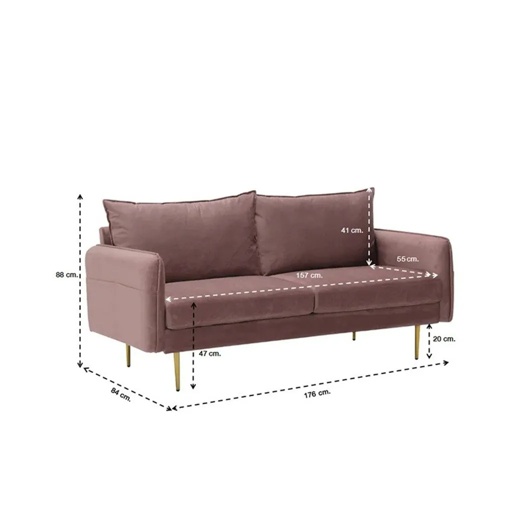 Mindcraft Sofa 3 Seater-Pink Velvet (3).webp