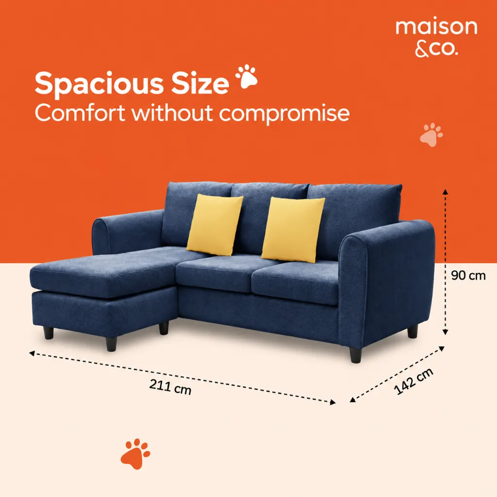 Spacious Navy Sectional Sofa Infographic.webp