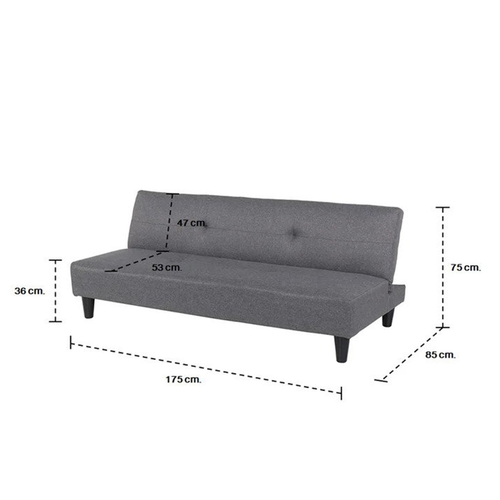 Gomez Sofa Bed-Black Plastic Legs/Gray