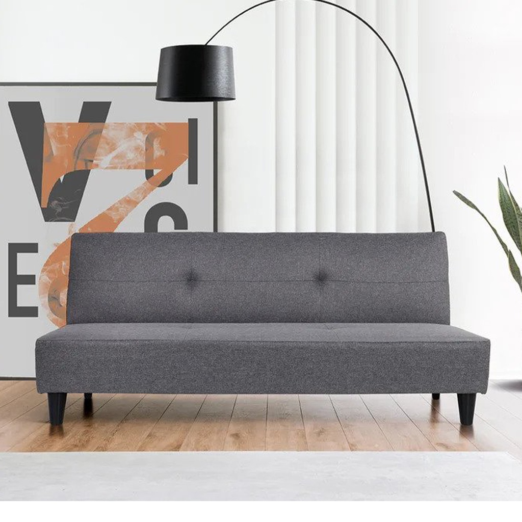 Gomez Sofa Bed-Black Plastic Legs/Gray