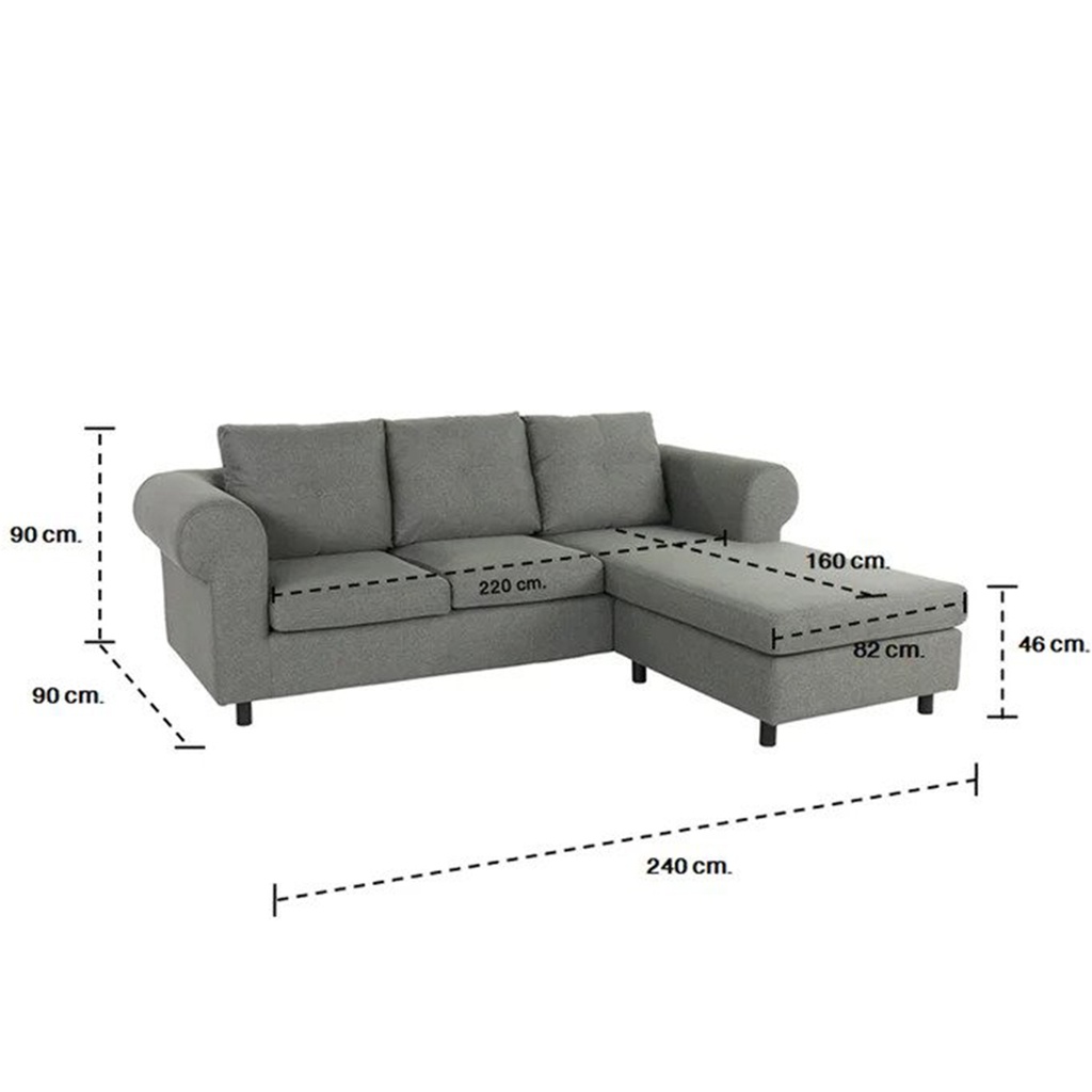 Rilee Corner Sofa-Fabric Gray